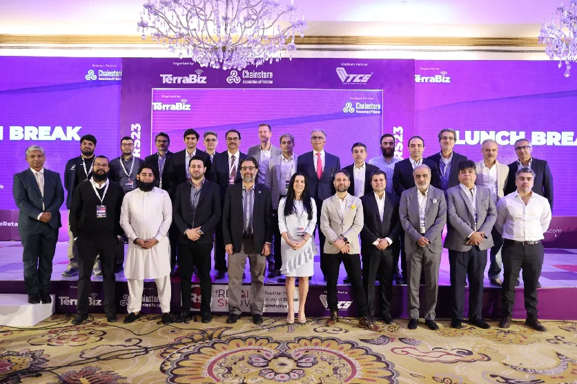 Delegates gathered for a group photo during the lunch break